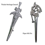 Thistle Heritage Sword-Piper Kilt Pin