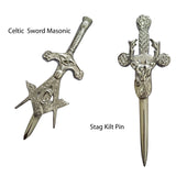 Celtic Sword Masonic-Stag Kilt Pin